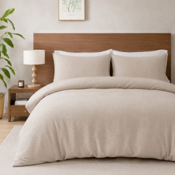Polyester Queen Textured Crinkle Duvet Cover 3pcs Set
