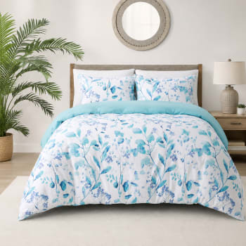 3Pcs King Floral Botanical Duvet Cover Set