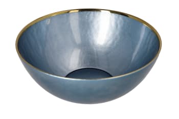 Blue &amp; Gold Rimmed Bowl 25cm