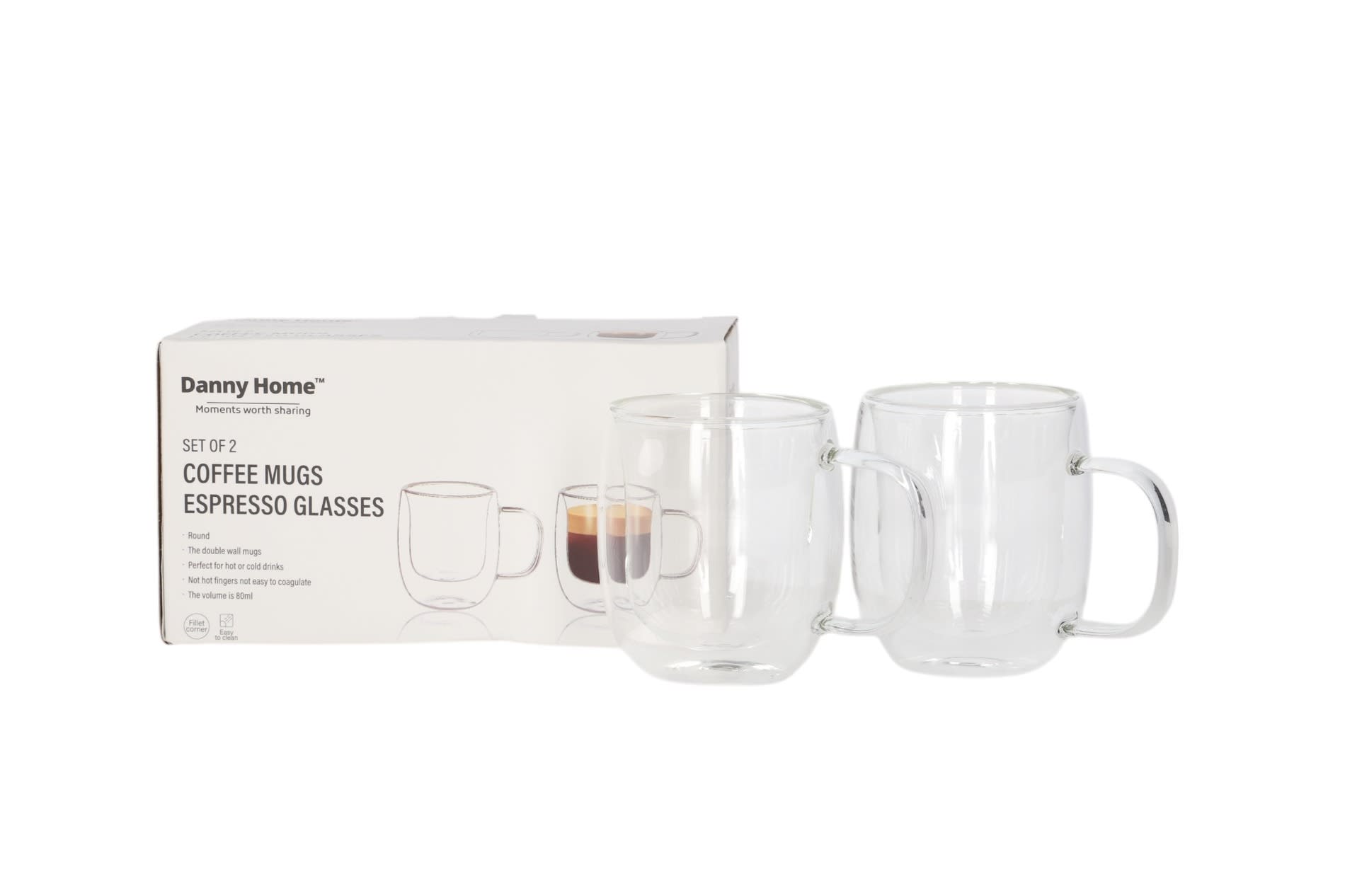 Double Walled Glass Mug With Handle 80ml Danny Home double-walled-glass-mug-with-handle-80ml-danny-home