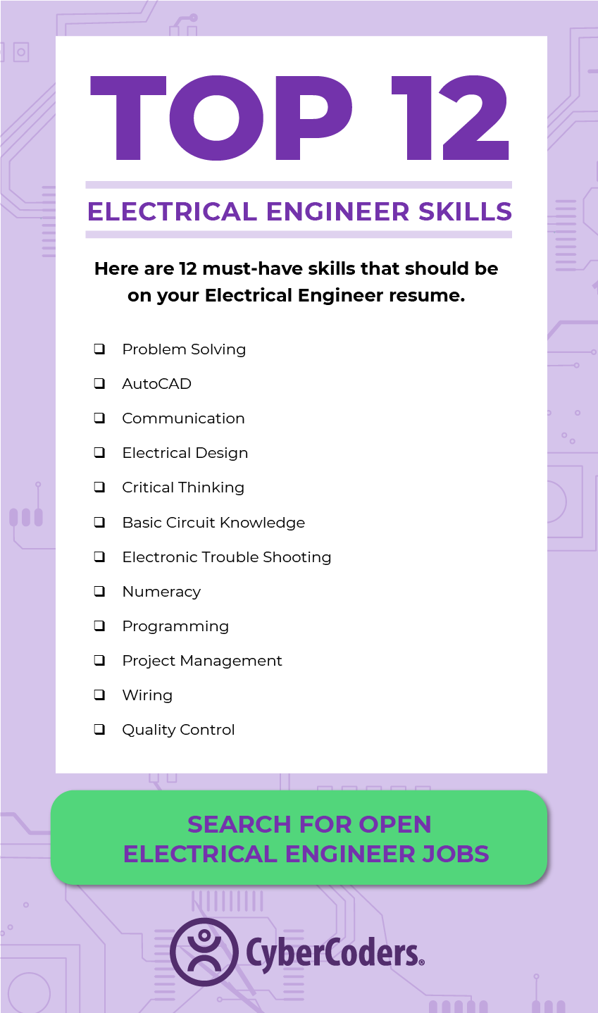 List of the best electrical engineer skills to put on a resume.