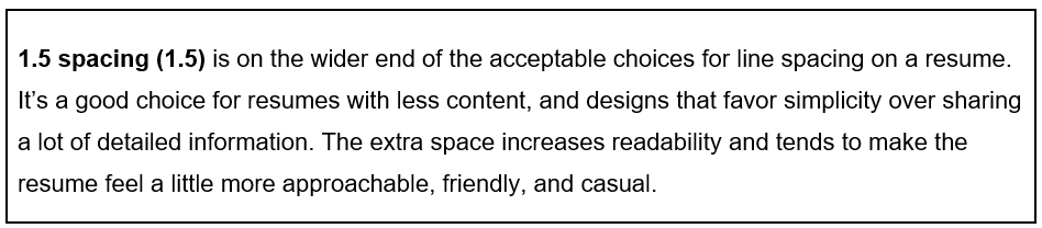 Resume Line Spacing Example