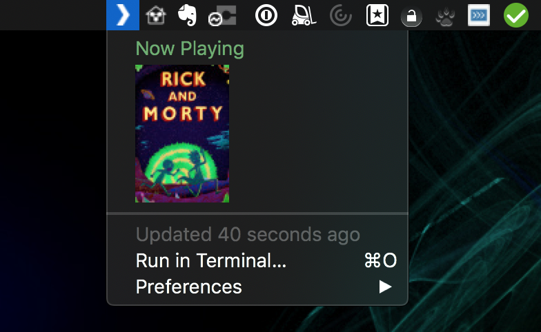 Menubar displaying Plex 'Now Playing'