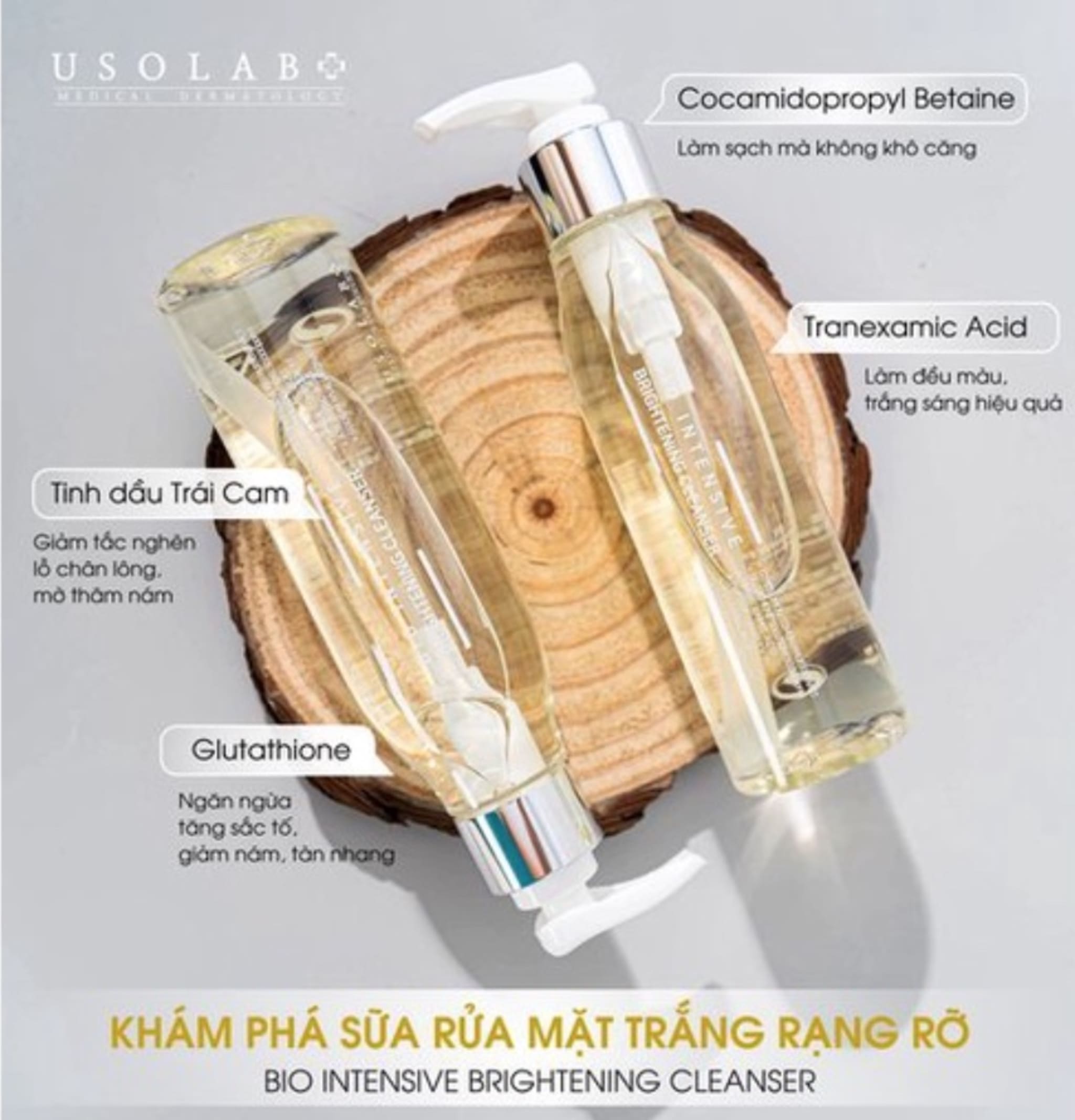 BIO INTENSIVE BRIGHTENING CLEANSER USOLAB 150ml Sữa rửa mặt trắng da 150ml - Product image