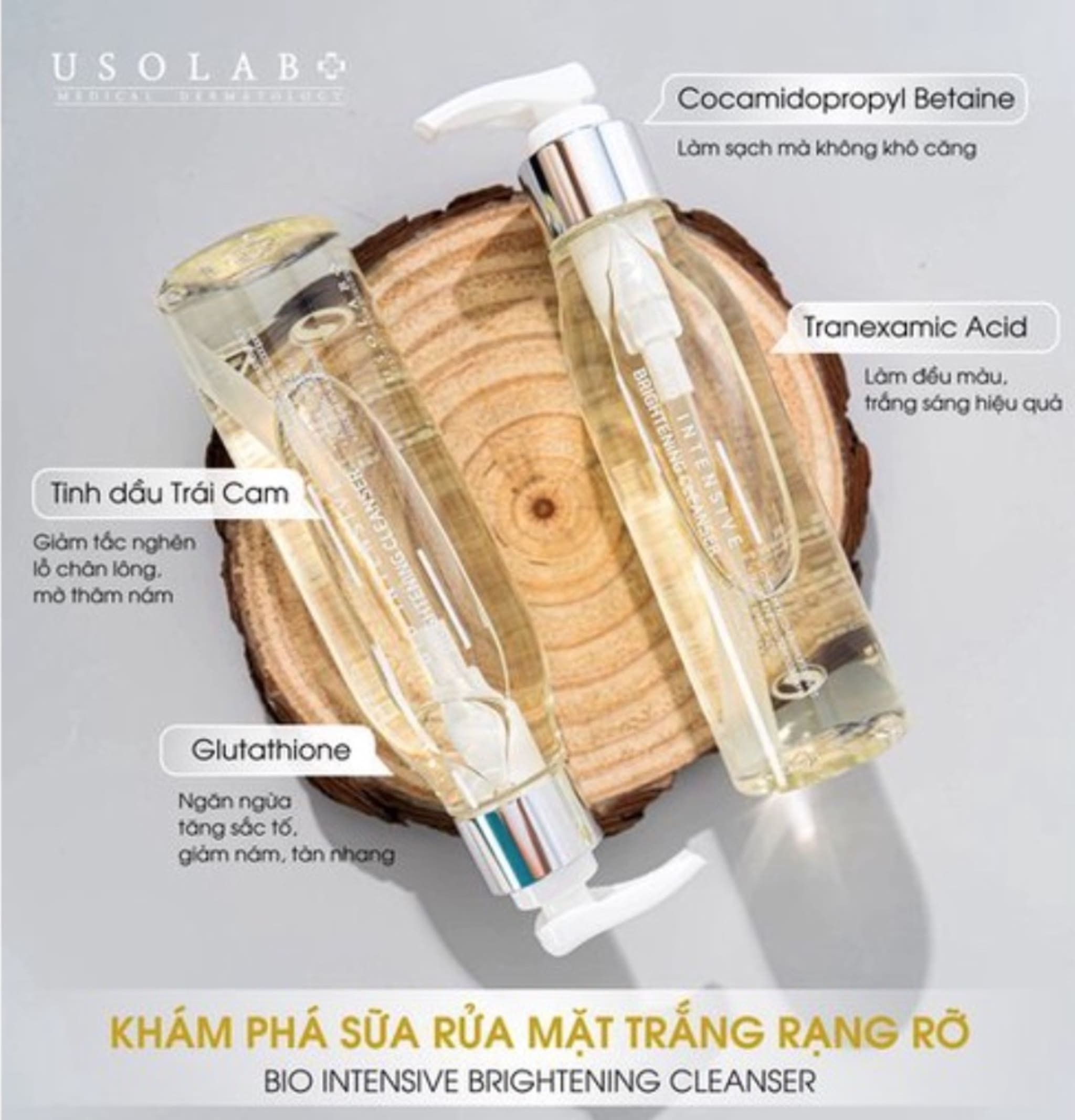 Sữa rửa mặt trắng da 150ml Usolab Bio Intensive Bightening Cleanser - Product image