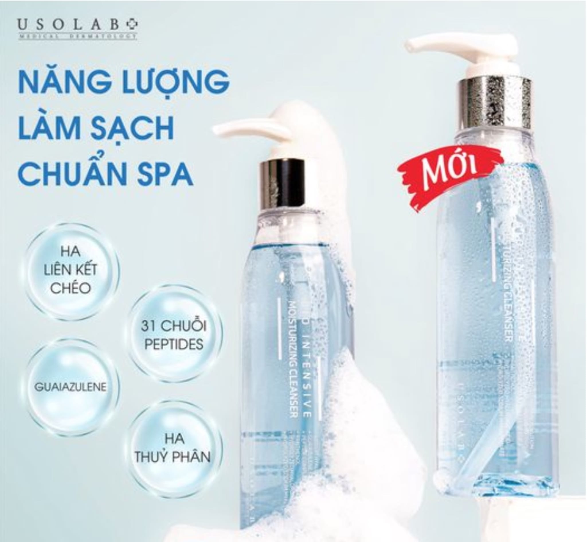 Sữa rửa mặt căng mọng rạng rỡ từ HA thủy phân 150ml Usolab Bio Intensive Hyaluron Cleanser - Product image