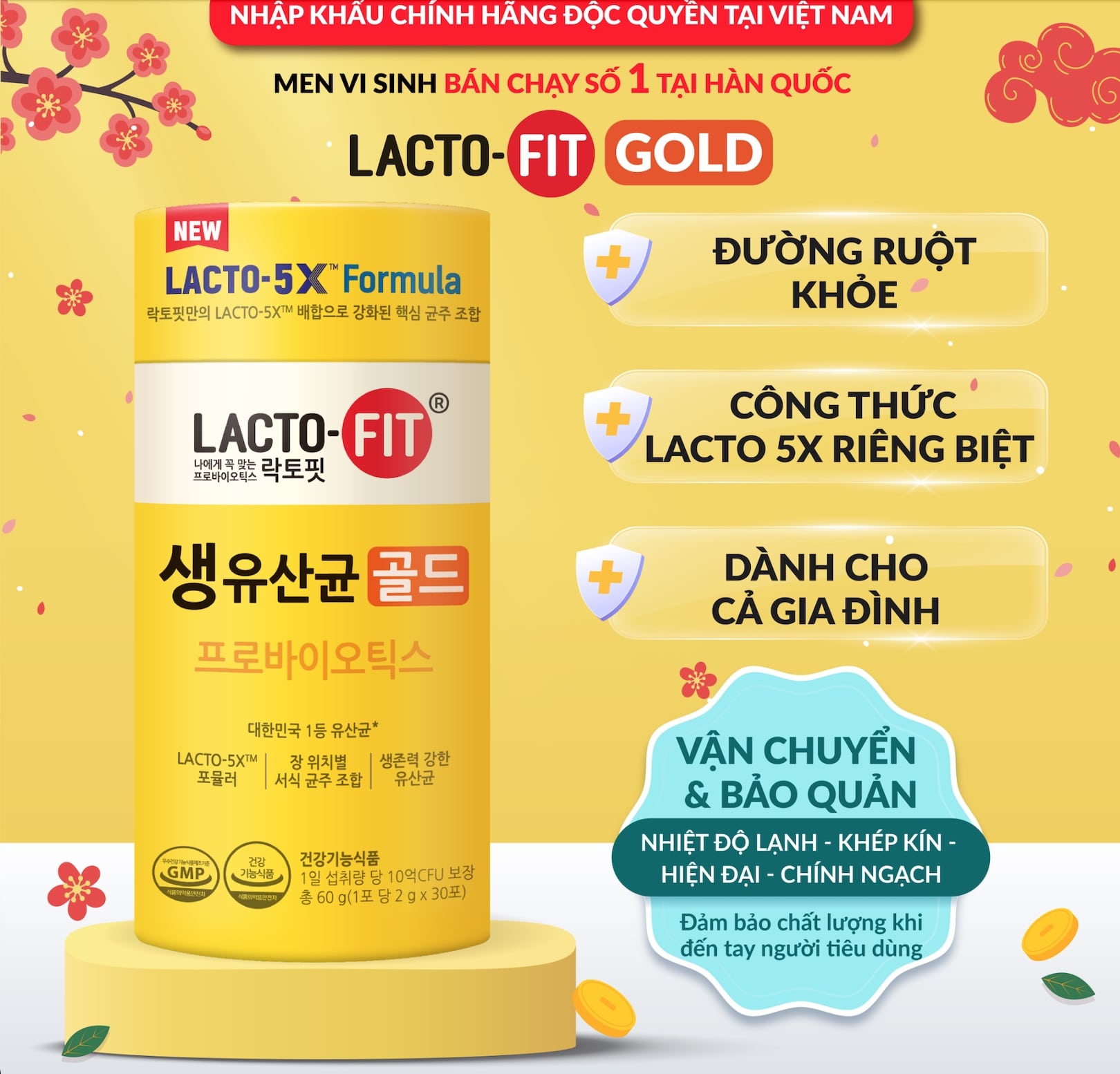 Men vi sinh Hàn Quốc dành cho gia đình LACTO-FIT GOLD 50 gói - Product image