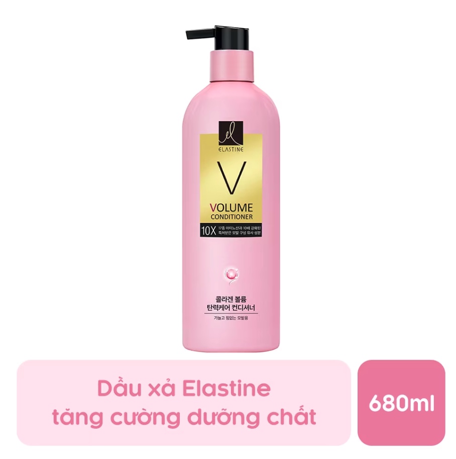 Dầu Xả Elastine Dành Cho Tóc Yếu Và Gãy Rụng Collagen Volume Care 10X Conditioner 680ml