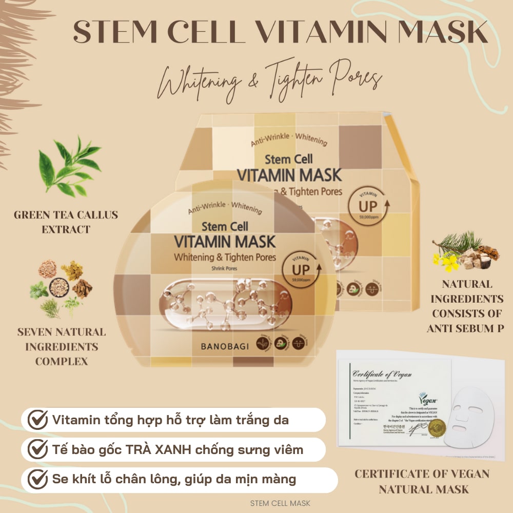 Mặt Nạ BANOBAGI Stem Cell Vitamin Mask 30ML Hàn Quốc - Product image