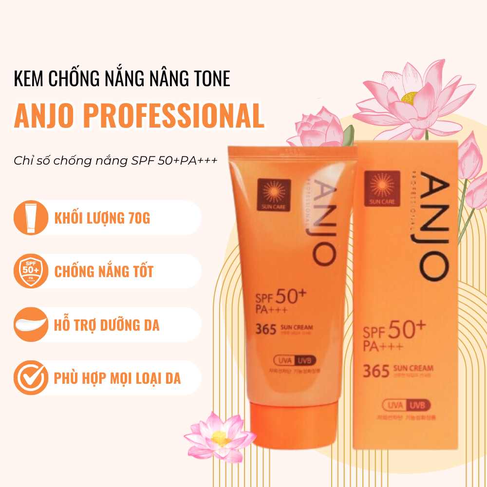 Kem Chống Nắng Nâng Tone Anjo Professional SPF 50+PA+++ 365 Sun Cream 70G