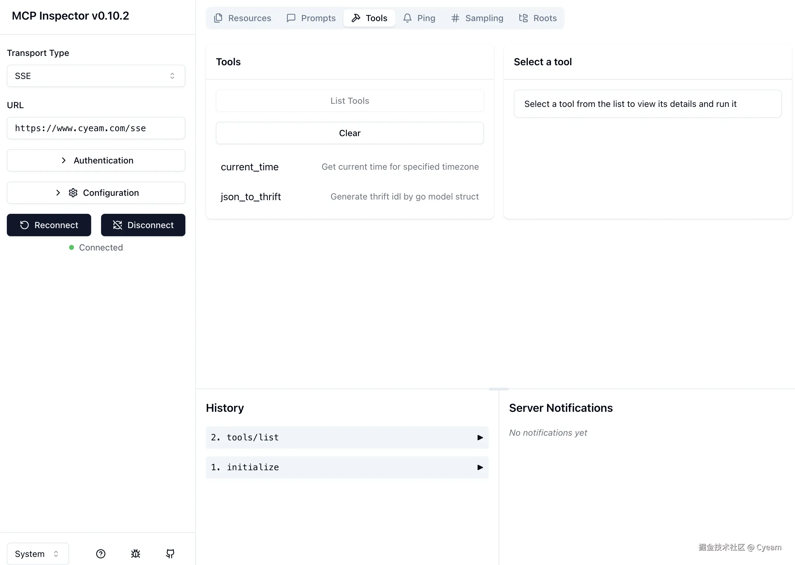 MCP官方提供的Inspector mcp-docs.cn，支持本地部署调试。
npx @modelcontextprotocol/inspector