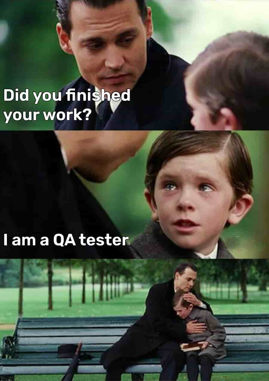 QA meme: Tester confronting the code's reality