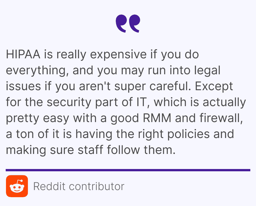 Quote about the hurdles in achieving HIPAA compliance