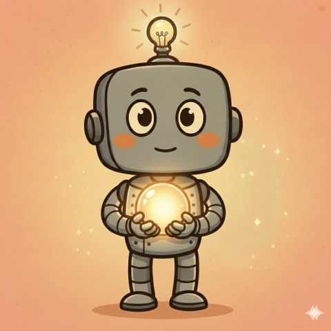 HAP robot cradling a glowing mystical orb in both hands