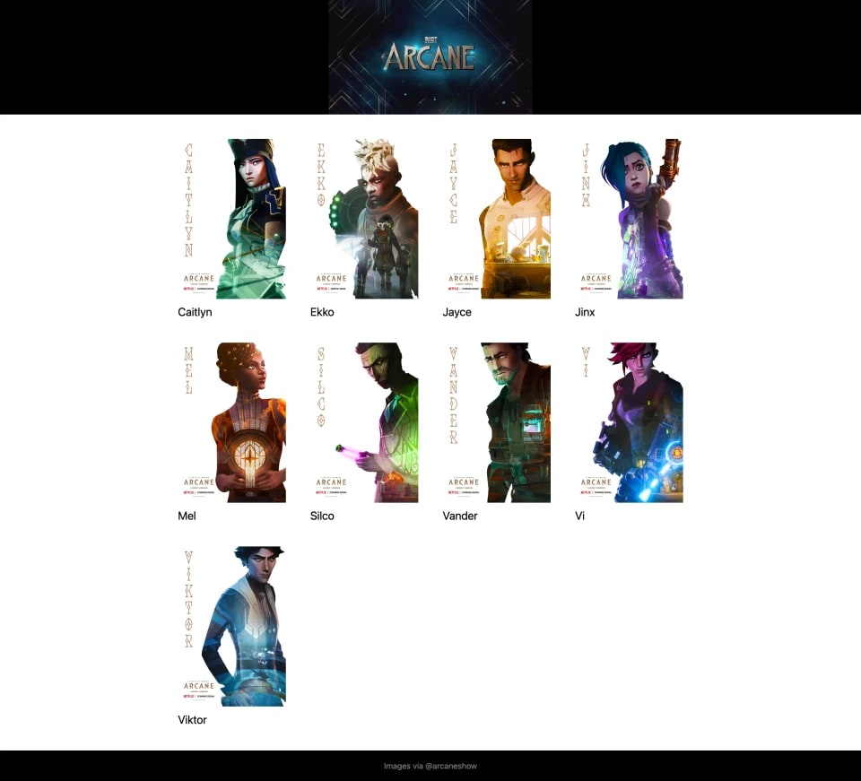 screen shot of the webpage showing a gallery of images