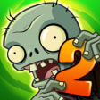Plants vs Zombies 2 MOD APK icon – a grinning zombie with a sunflower on its head holding a big orange 2