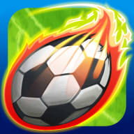 Head Soccer MOD APK icon – a football wrapped in a green and orange flame