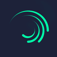 Alight Motion MOD APK icon – green concentric arcs on a dark navy background
