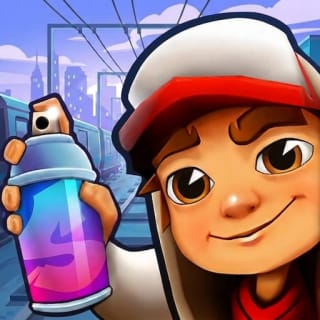 Ícone do Subway Surfers MOD APK – Jake de boné vermelho segurando uma lata de spray