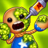 Ícone do Kick the Buddy MOD APK – o Buddy gritando, coberto de bolhas de gosma verde, enquanto uma seringa de líquido vermelho é injetada na cabeça dele