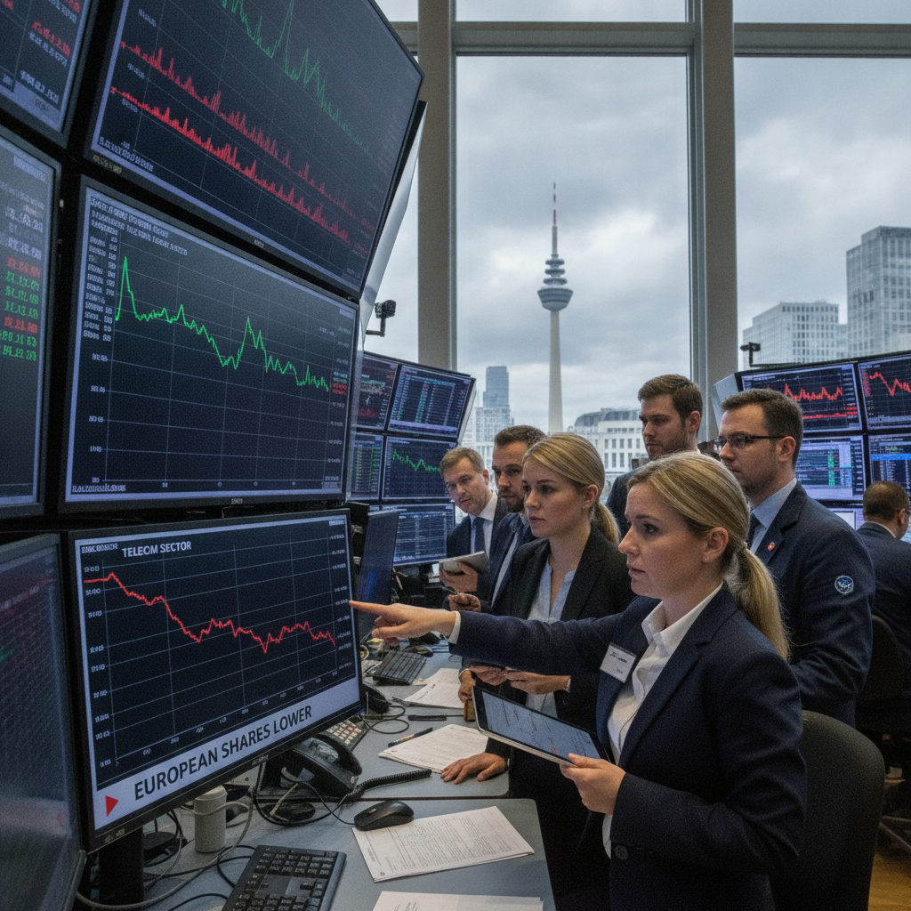 Global Market: European shares edge lower as telecom stocks weigh