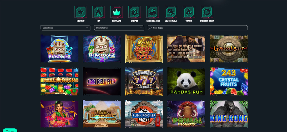 Image de présentation de la section casino de Casinozer
