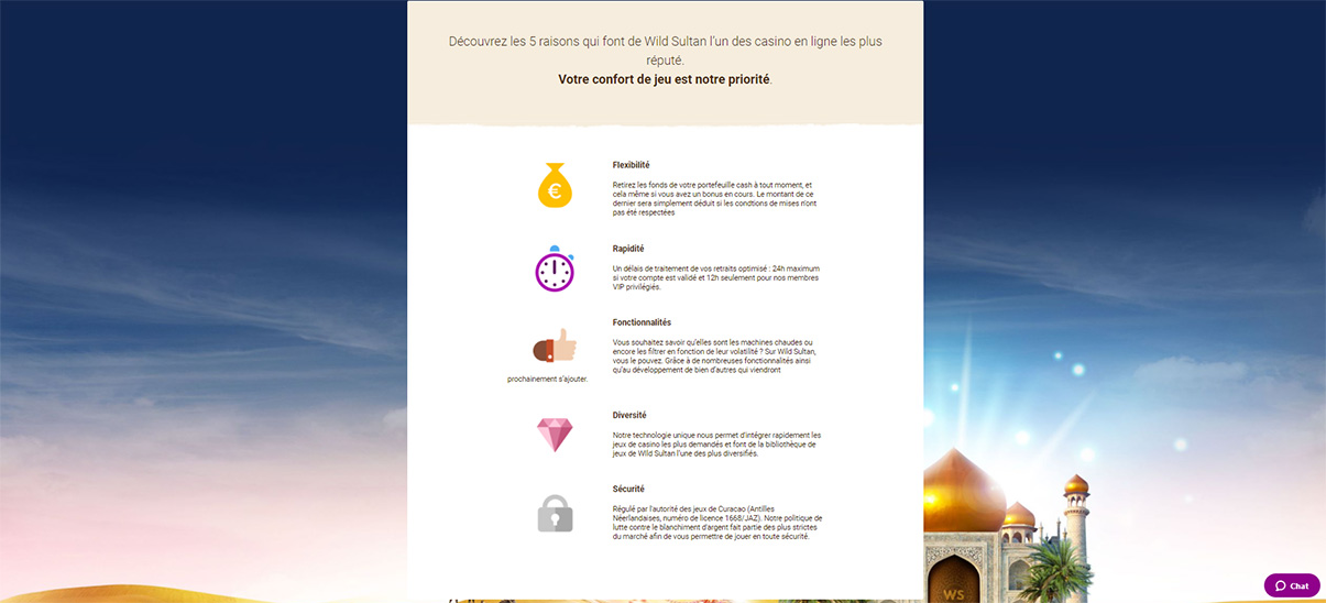 image de présentation fiabilité du casino Wild Sultan en France
