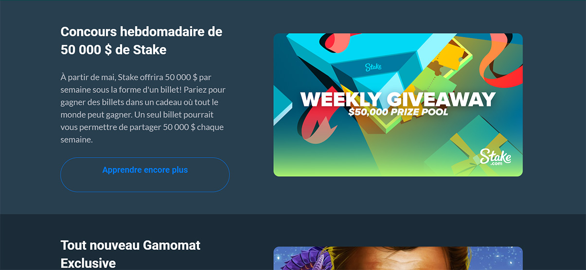 image de présentation bonus du casino Stake en France