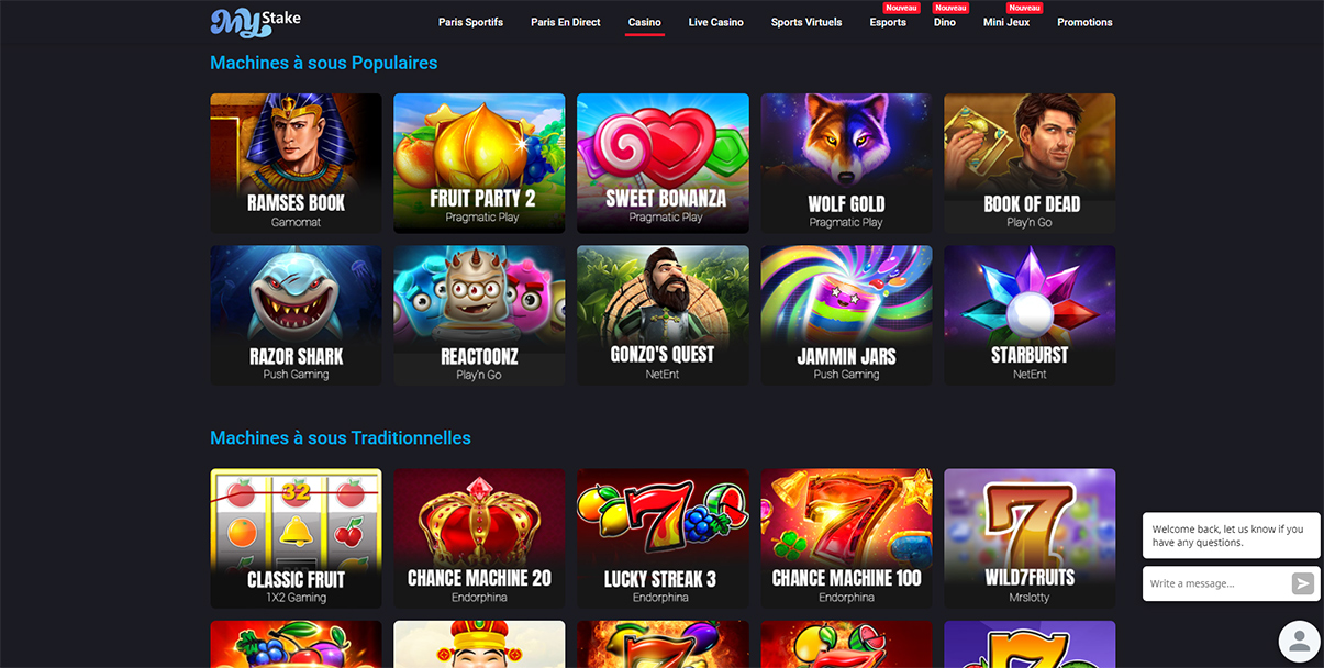 image de présentation machine slots casino MyStake en France