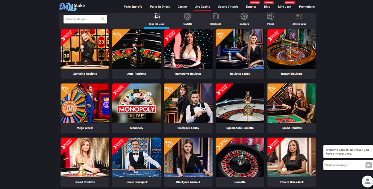 image de présentation live casino du casino MyStake en France