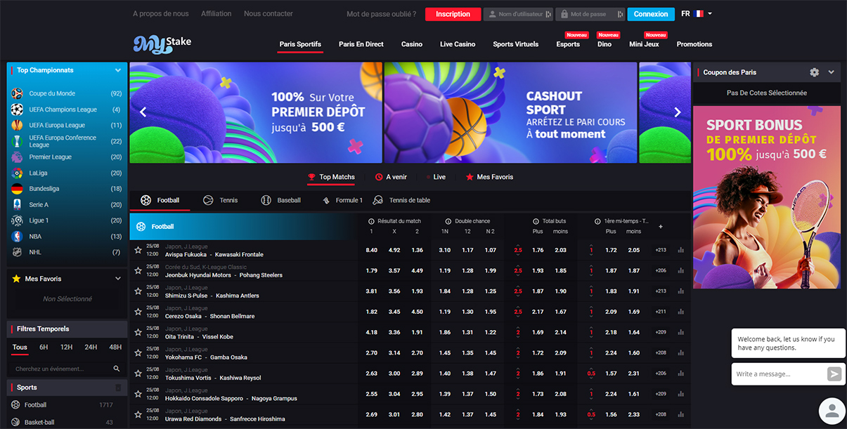 image de présentation des bookmakers du casino MyStake en France