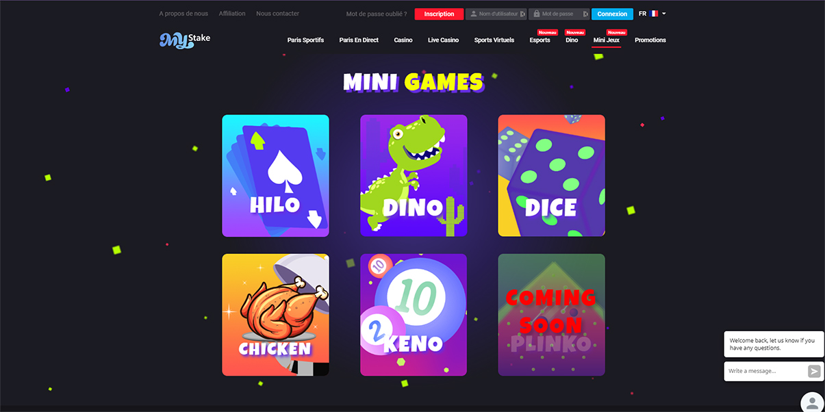 image de présentation des minijeux du casino MyStake en France