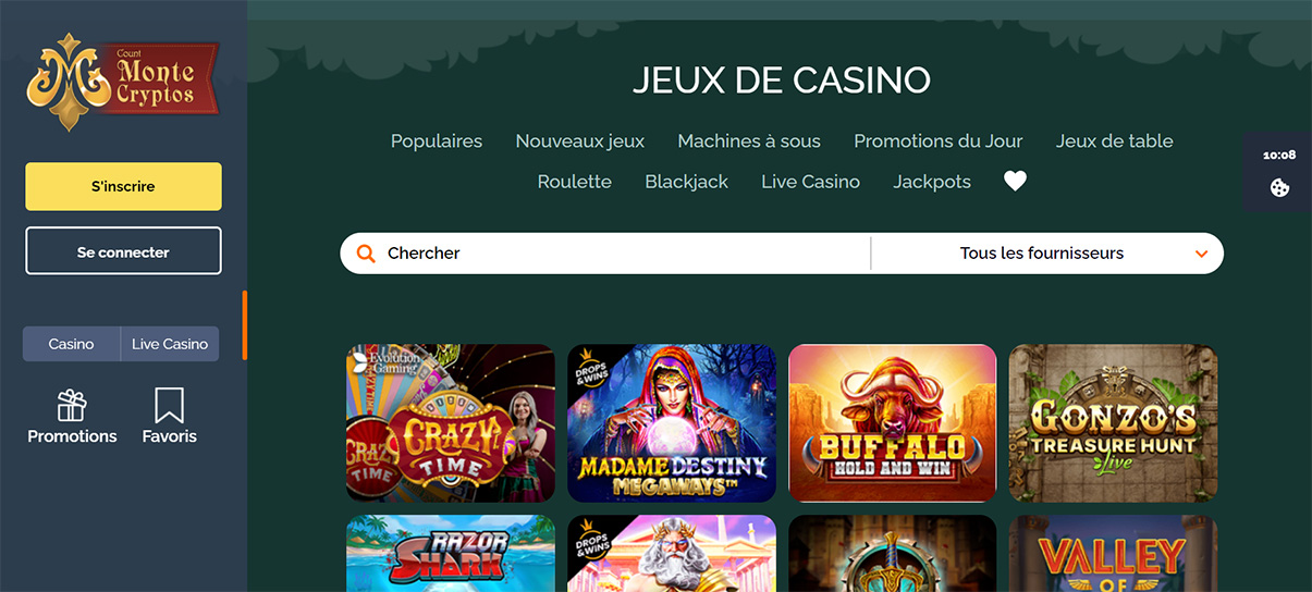 image de présentation jeux du casino Montecryptos en France