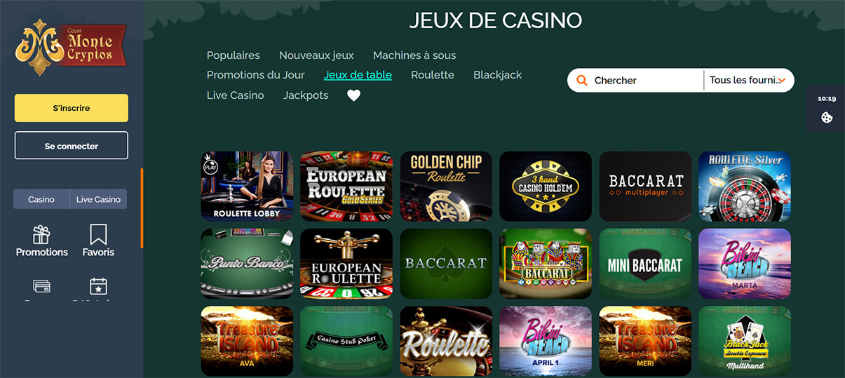 image de présentation jeux de table du casino Montecryptos en France