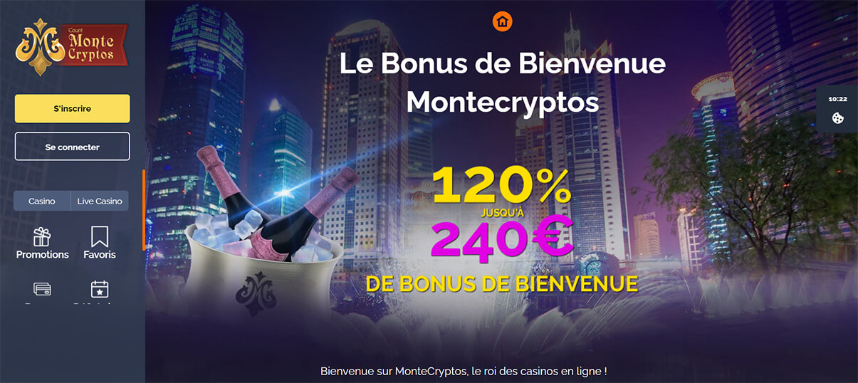 image de présentation bonus de bienvenue du casino Montecryptos en France