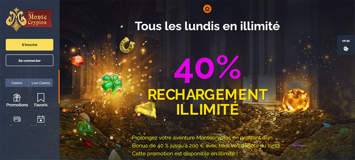 image de présentation défis du jours du casino Montecryptos en France