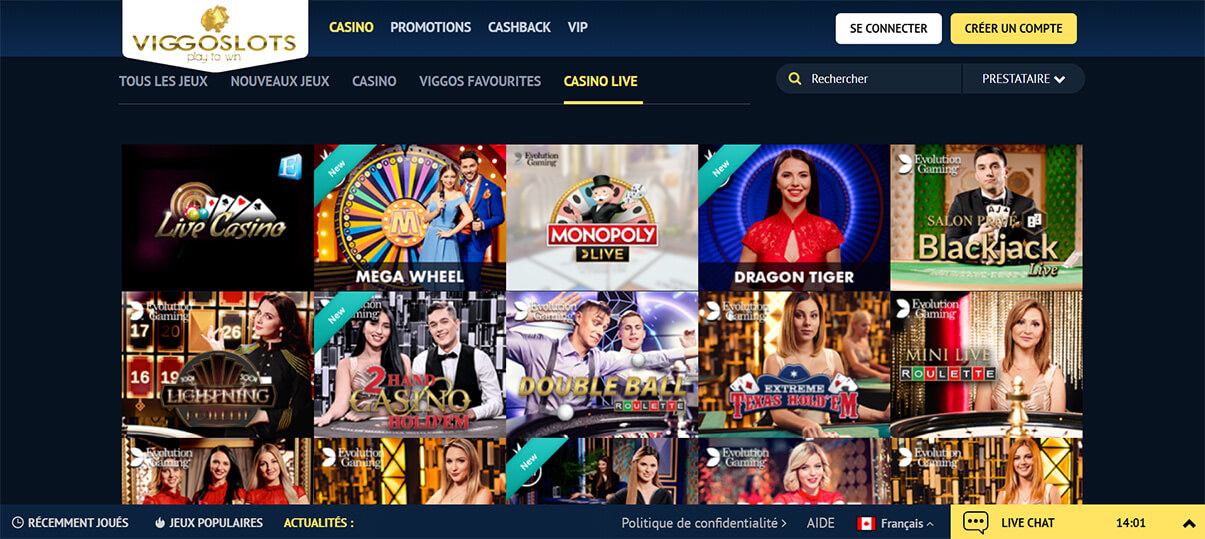 image de présentation live casino du casino viggoslots en France