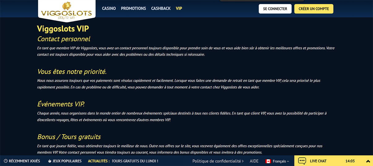 image de présentation programme vip du casino viggoslots en France