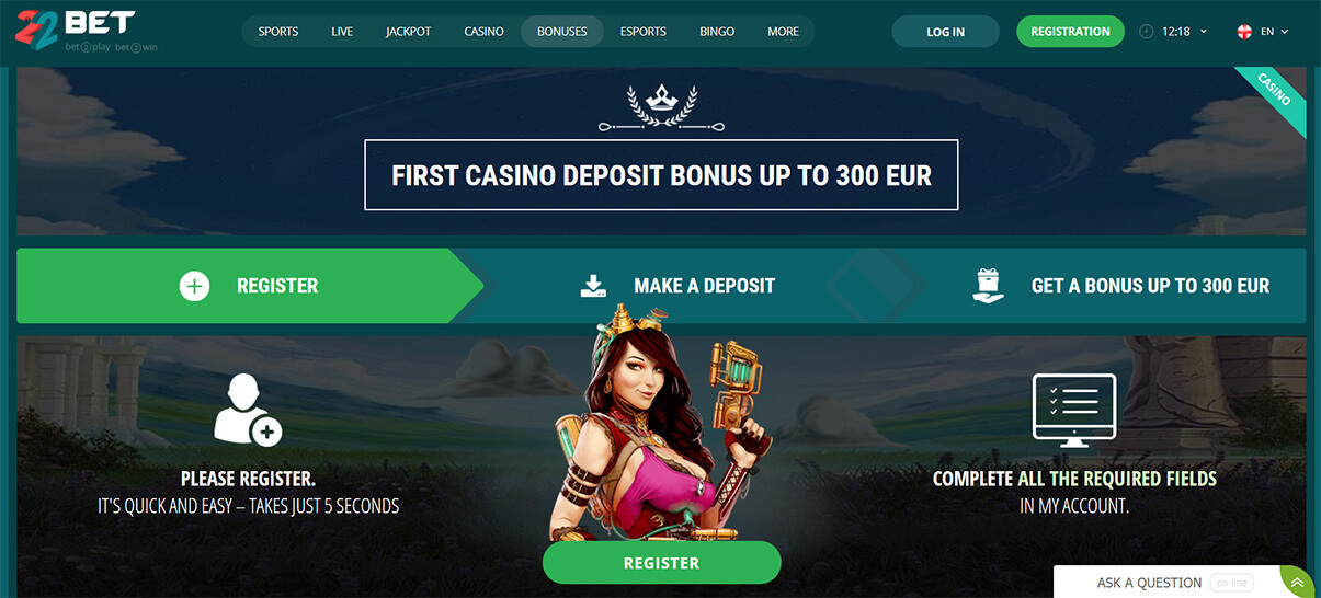 22bet казино бонус за добре дошли презентация изображение