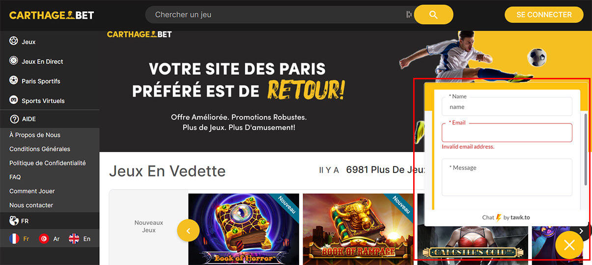 image de présentation du chat en ligne du casino bookmaker Carthagebet