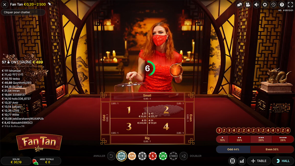image de présentation du plateau du jeu live Fan Tan