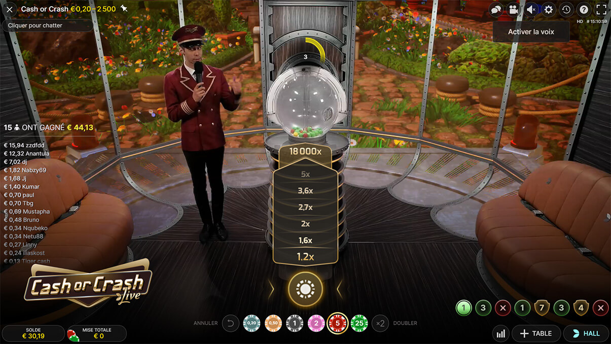 image de présentation du jeu live cash or crash