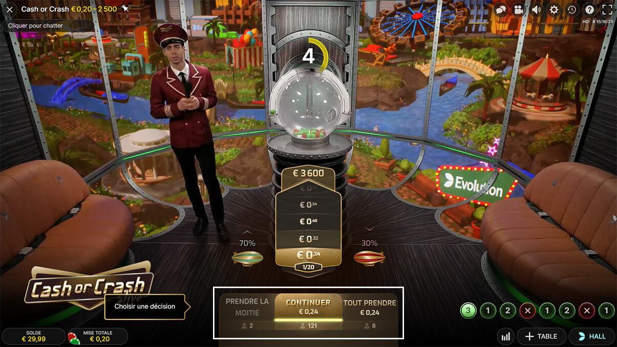 image de présentation des décisions du jeu live cash or crash