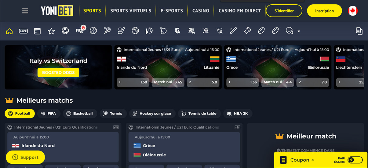 image de présentation catalogue sport du casino Yonibet en France
