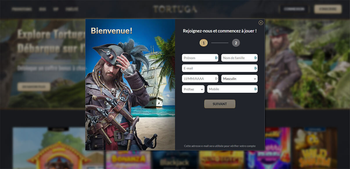 image de présentation inscription du casino Tortuga en France