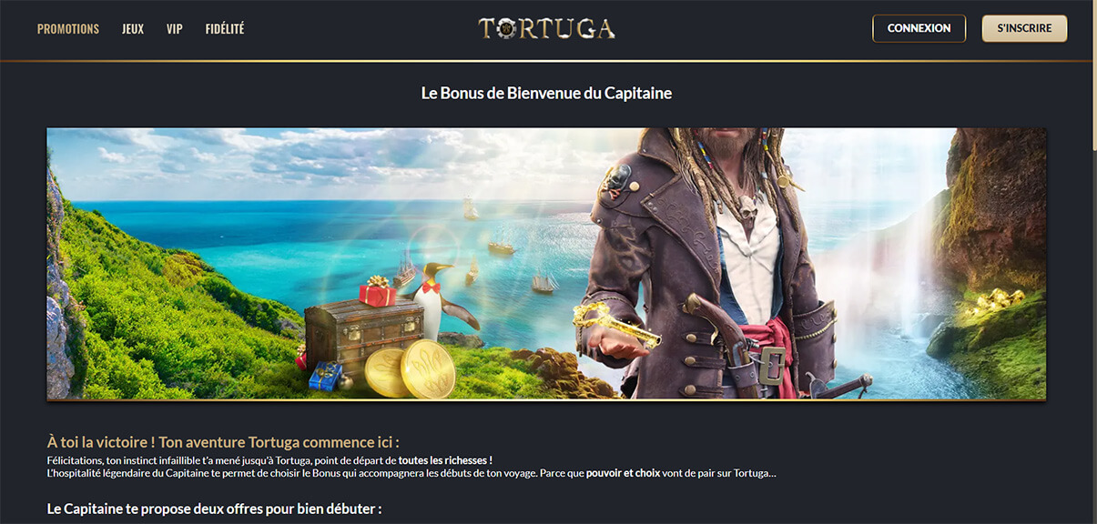 image de présentation bonus bienvenue du casino Tortuga en France