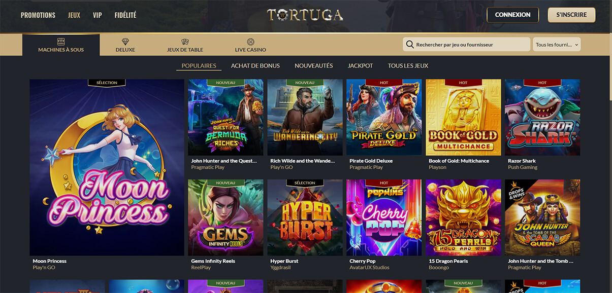image de présentation des machines a sous du casino Tortuga en France