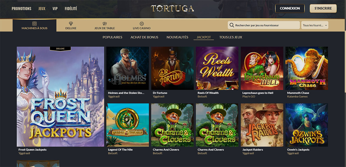 image de présentation des jeux jackpot du casino Tortuga en France