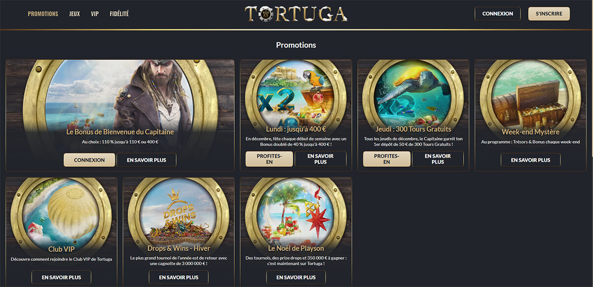 image de présentation des promotions régulières du casino Tortuga en France