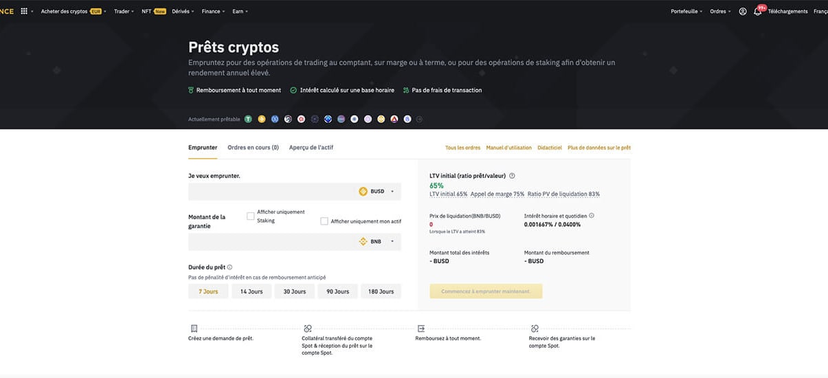 image de présentation prets crypto de la plateforme binance